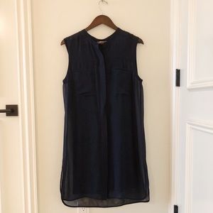 VINCE nave blue silk dress with slip